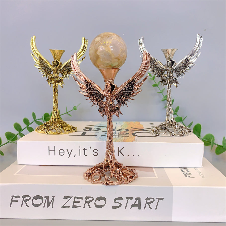 1 metal angel shape holder,stand, healing crystal, suitable for home decor