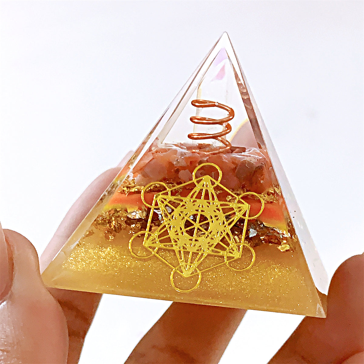 1pc Orgone Pyramid For Positive Energy And Amethyst Crystal Ball, With Protection From Crystals Energy Generator For Stress Reduce Healing Meditation And Wealth Attraction For Decoration