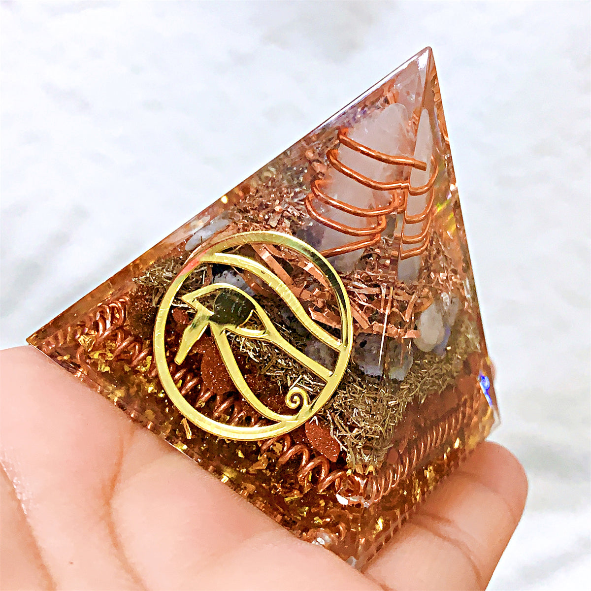 1pc Orgone Pyramid For Positive Energy And Amethyst Crystal Ball, With Protection From Crystals Energy Generator For Stress Reduce Healing Meditation And Wealth Attraction For Decoration