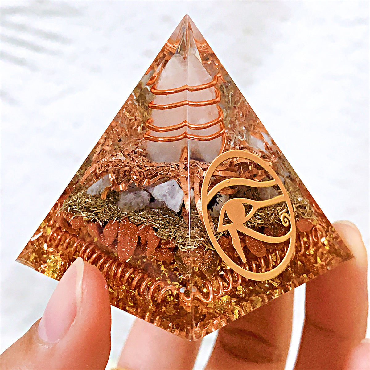 1pc Orgone Pyramid For Positive Energy And Amethyst Crystal Ball, With Protection From Crystals Energy Generator For Stress Reduce Healing Meditation And Wealth Attraction For Decoration