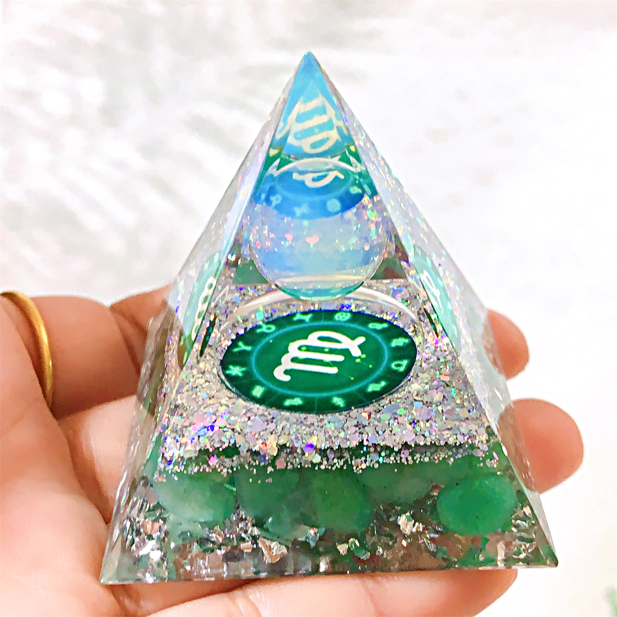 1pc Orgone Pyramid For Positive Energy And Amethyst Crystal Ball, With Protection From Crystals Energy Generator For Stress Reduce Healing Meditation And Wealth Attraction For Decoration