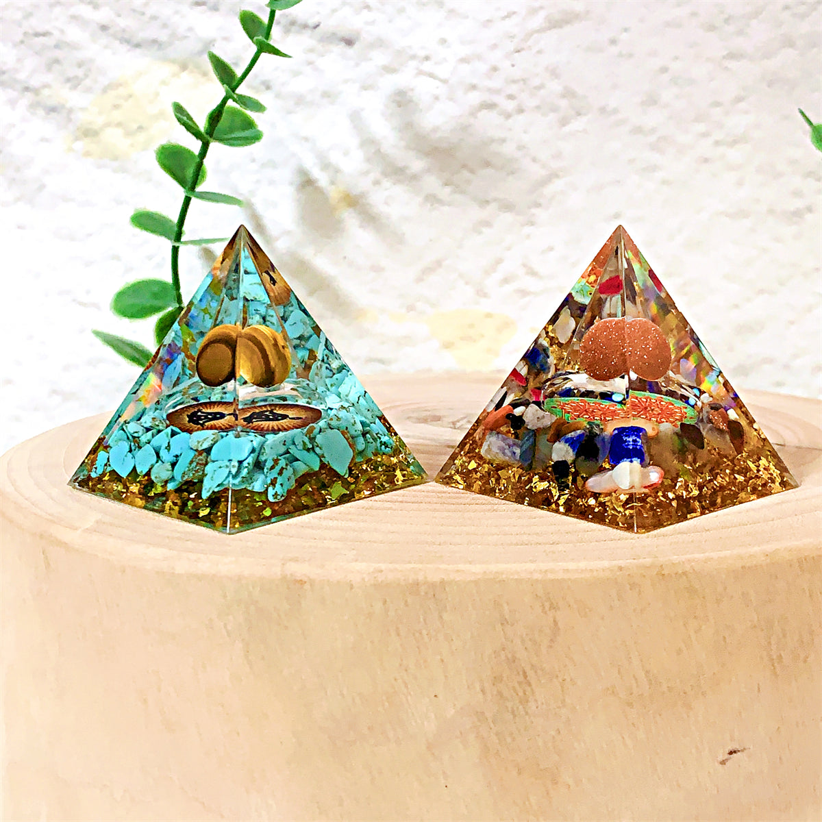 1pc Orgone Pyramid For Positive Energy And Amethyst Crystal Ball, With Protection From Crystals Energy Generator For Stress Reduce Healing Meditation And Wealth Attraction For Decoration