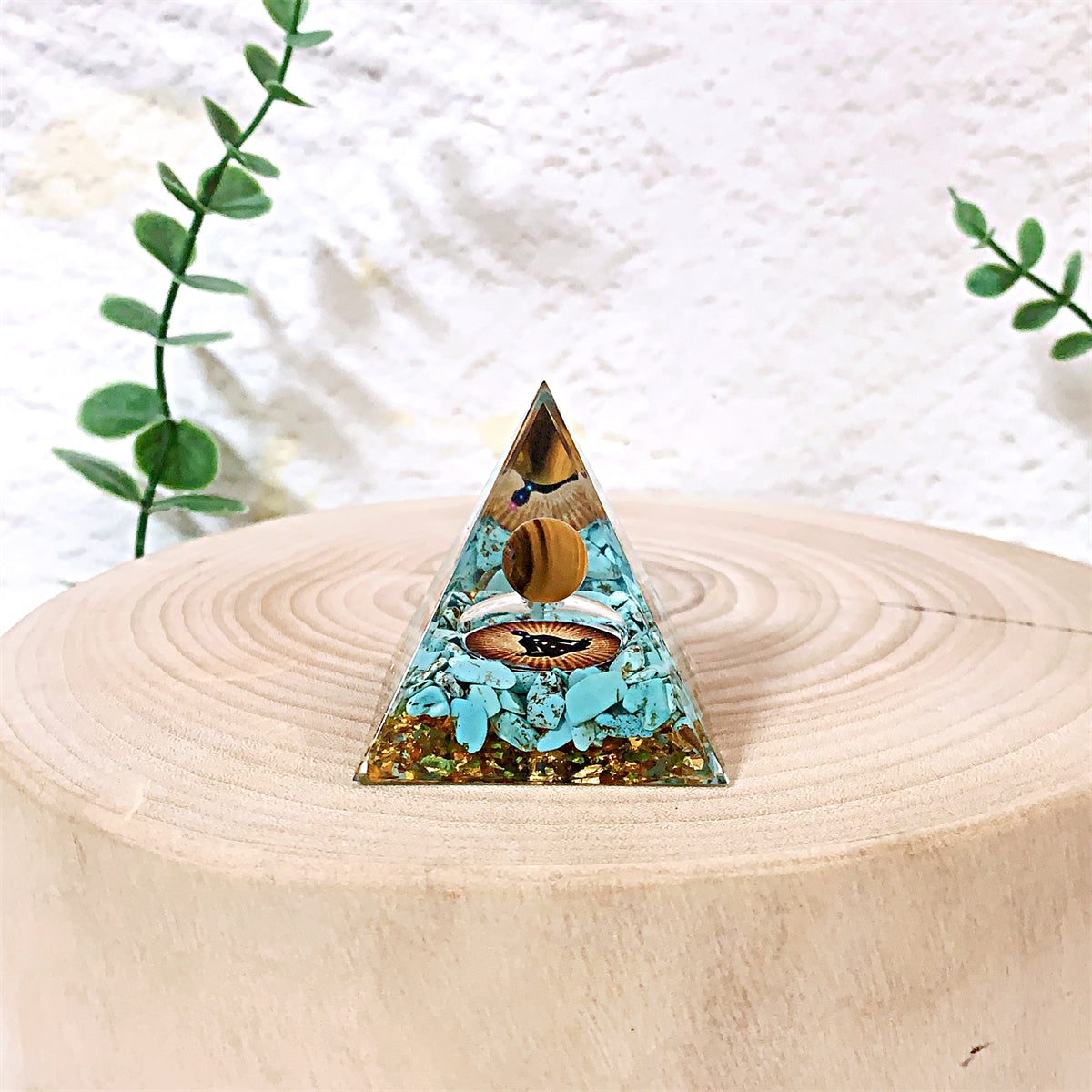 1pc Orgone Pyramid For Positive Energy And Amethyst Crystal Ball, With Protection From Crystals Energy Generator For Stress Reduce Healing Meditation And Wealth Attraction For Decoration