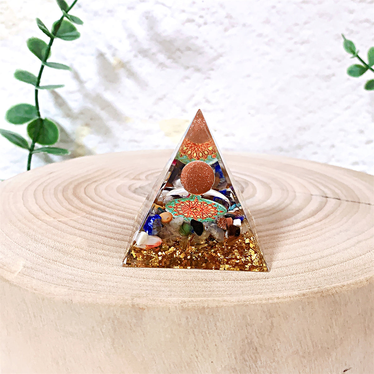 1pc Orgone Pyramid For Positive Energy And Amethyst Crystal Ball, With Protection From Crystals Energy Generator For Stress Reduce Healing Meditation And Wealth Attraction For Decoration