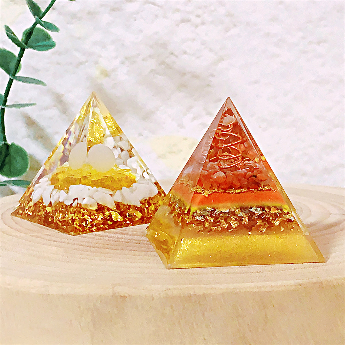 1pc Orgone Pyramid For Positive Energy And Amethyst Crystal Ball, With Protection From Crystals Energy Generator For Stress Reduce Healing Meditation And Wealth Attraction For Decoration