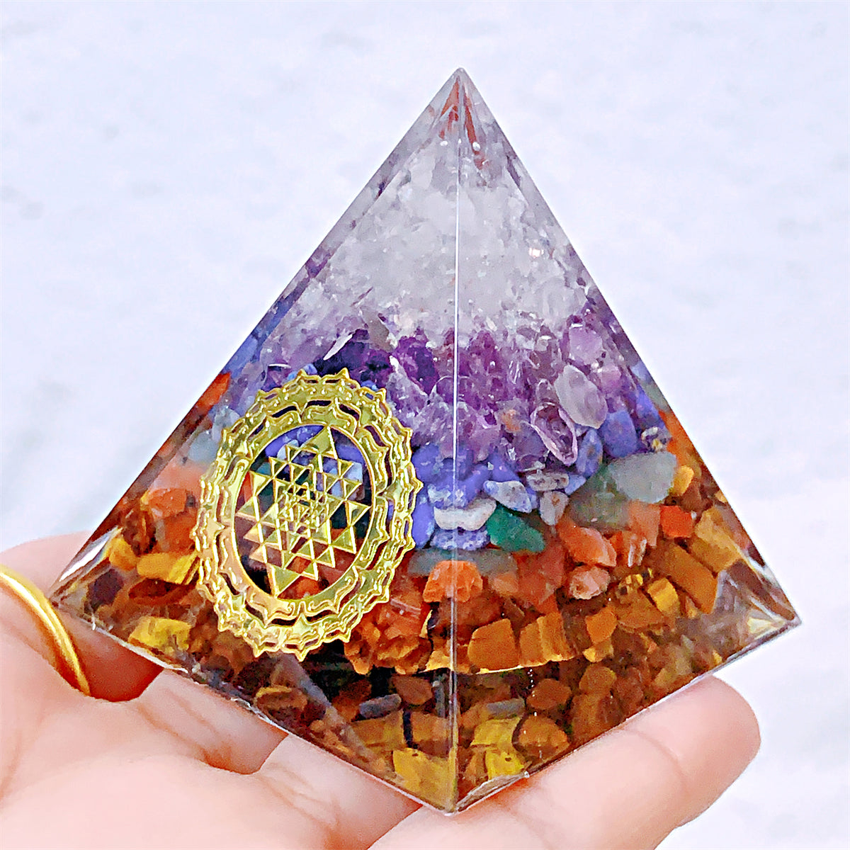 1pc Orgone Pyramid For Positive Energy And Amethyst Crystal Ball, With Protection From Crystals Energy Generator For Stress Reduce Healing Meditation And Wealth Attraction For Decoration