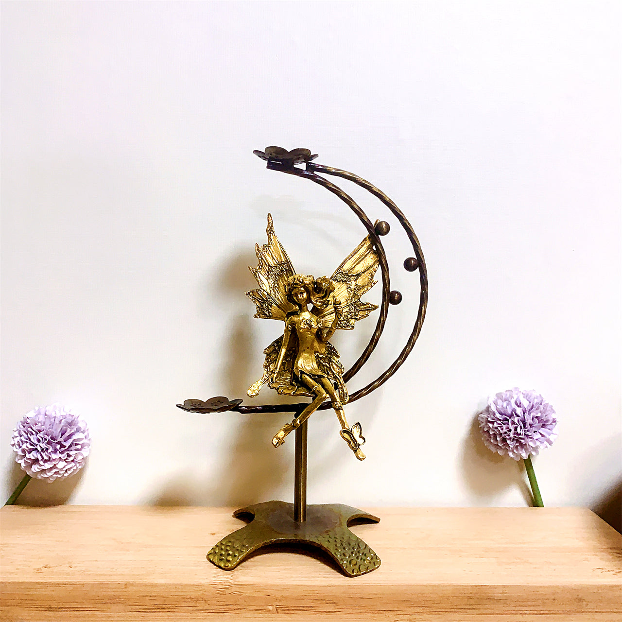 1 metal angel  moon shape sphere holder,stand, healing crystal, suitable for home decor