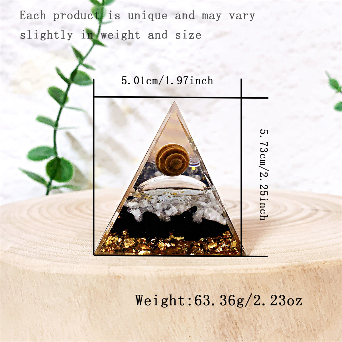 1pc Orgone Pyramid For Positive Energy And Amethyst Crystal Ball, With Protection From Crystals Energy Generator For Stress Reduce Healing Meditation And Wealth Attraction For Decoration