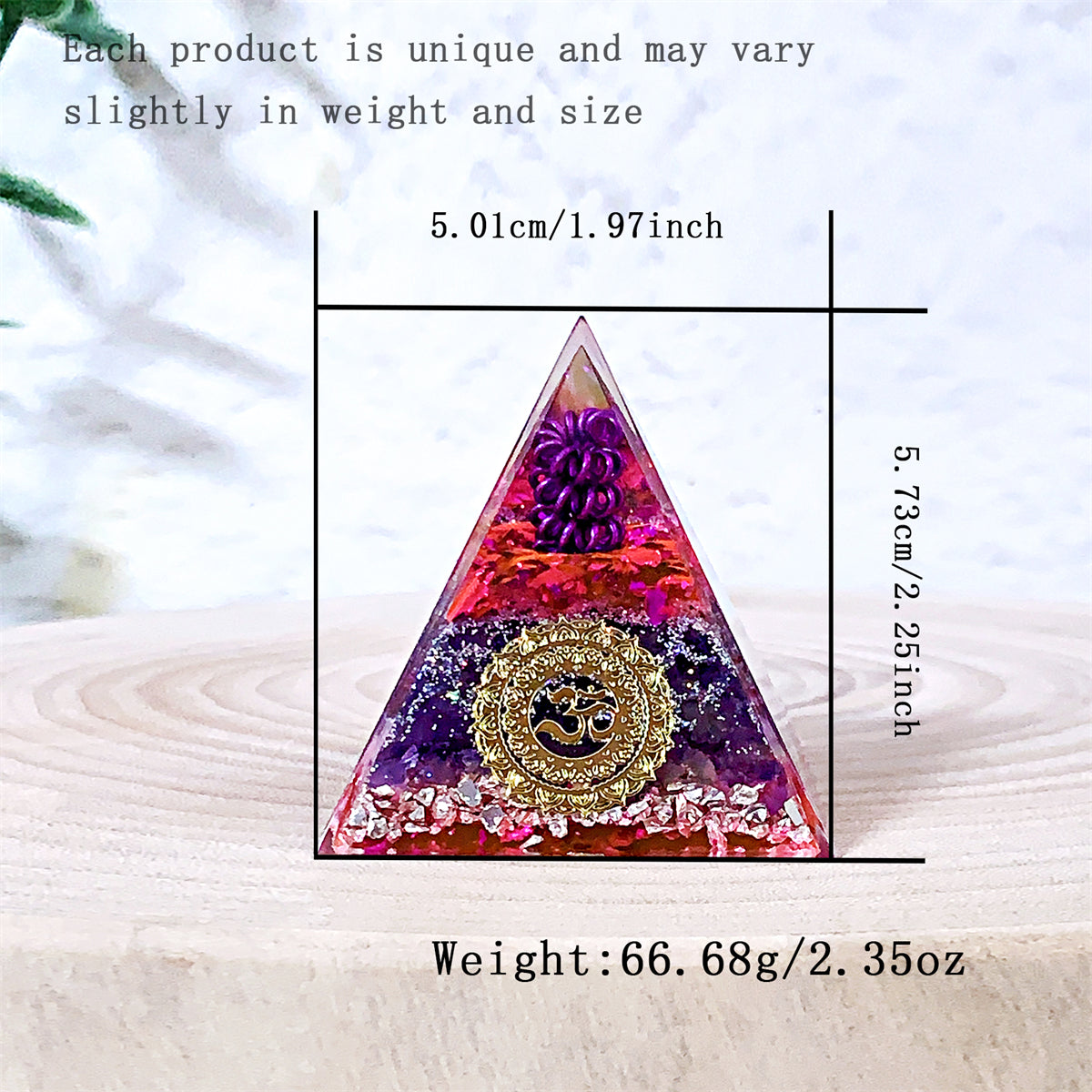 1pc Orgone Pyramid For Positive Energy And Amethyst Crystal Ball, With Protection From Crystals Energy Generator For Stress Reduce Healing Meditation And Wealth Attraction For Decoration