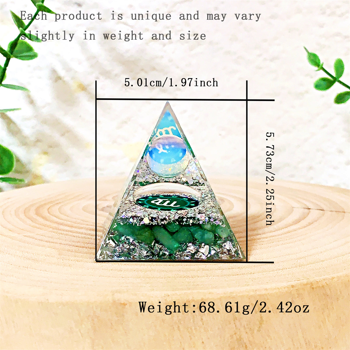 1pc Orgone Pyramid For Positive Energy And Amethyst Crystal Ball, With Protection From Crystals Energy Generator For Stress Reduce Healing Meditation And Wealth Attraction For Decoration