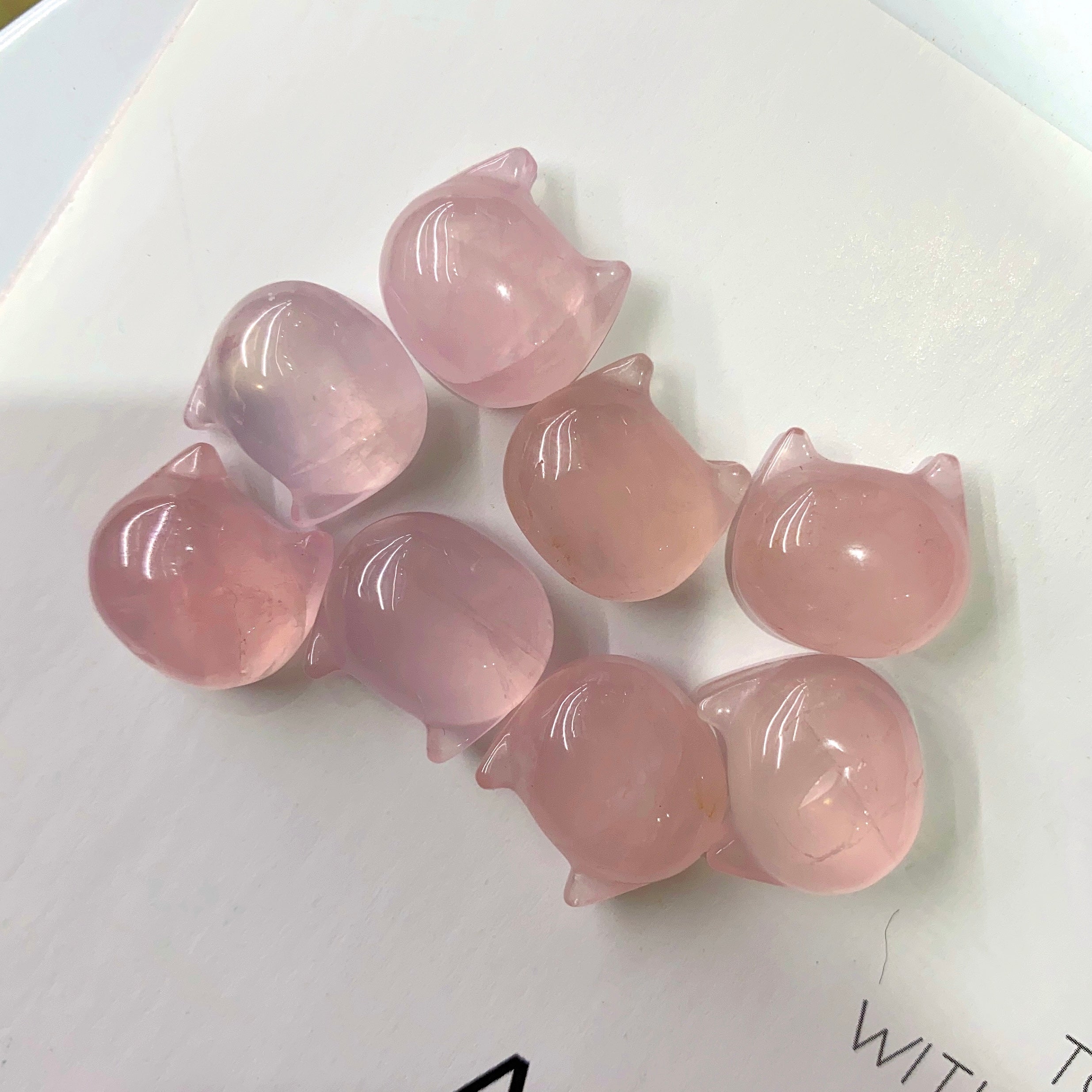 1PC Healing Stones 16mm Natural Rose Quartz Cartoon Cat-Face Carving for Making Necklace and Home Decoration