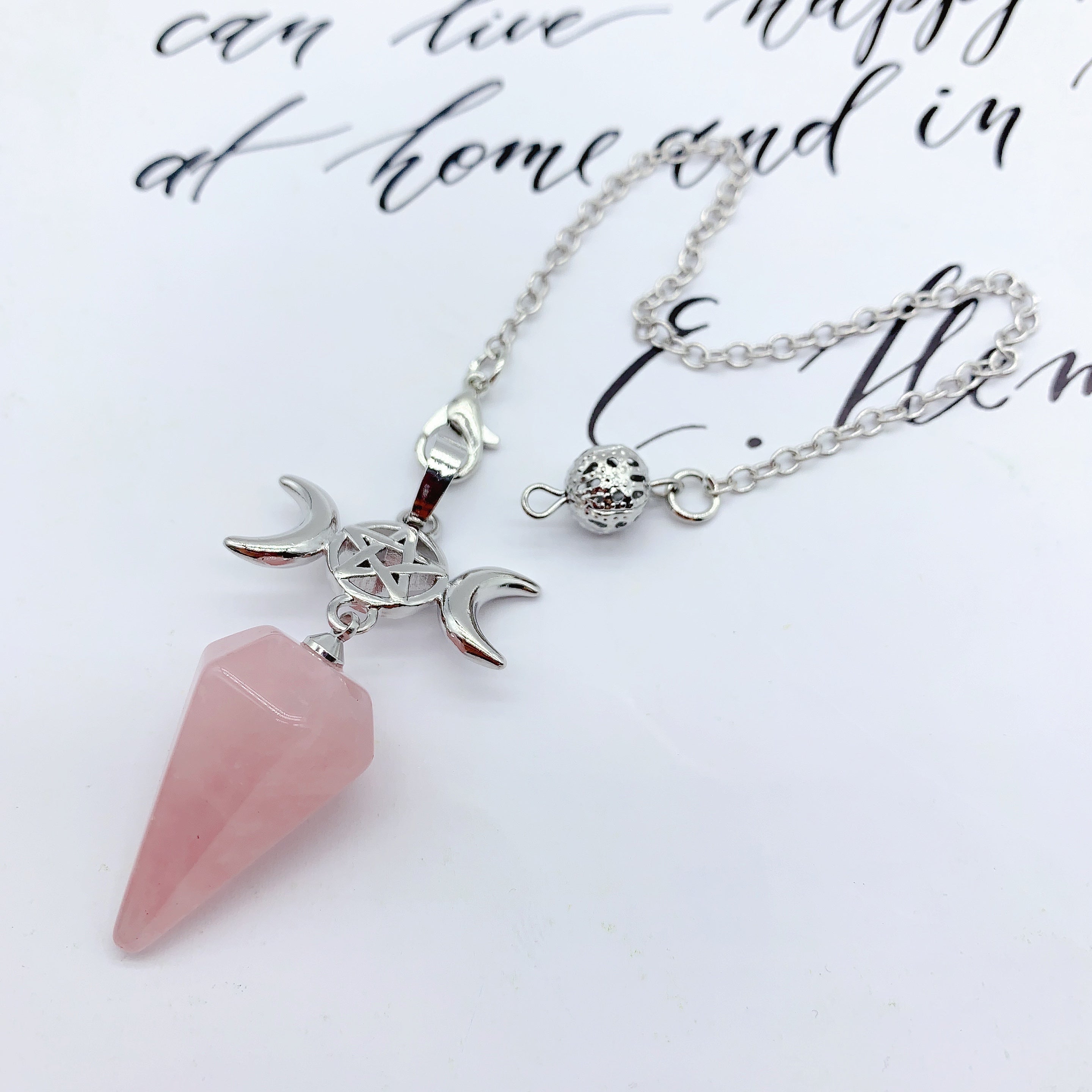 1Inch Crystal Pendulum Star Shaped Natural Rose Quartz Amethyst Clear Quartz Healing Stone Reiki Pendant for Making Necklace