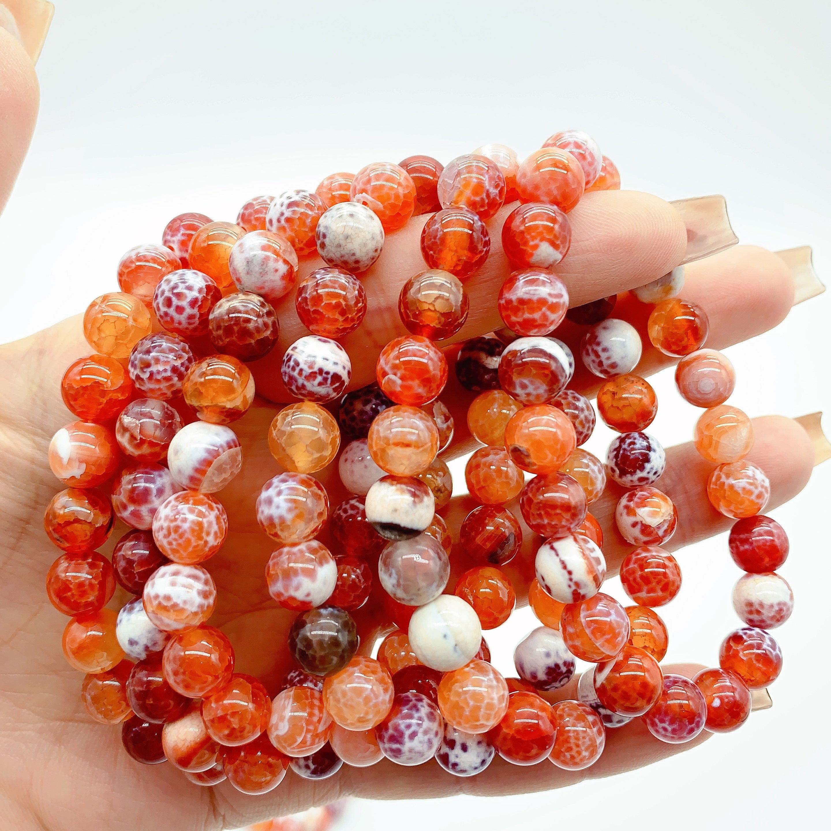 1PC Crystal Bracelets Natural Carnelian 8mm Beads Red Agate Pendant Healing Stones Reiki Bracelet for Making Necklace DIY