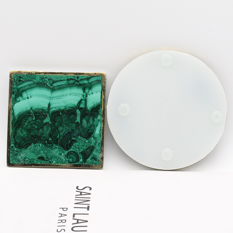 1PC 80mm or 100mm Natural Malachite Cup Mat Healing Carving for Art Furnishing Articles and Home Decoration