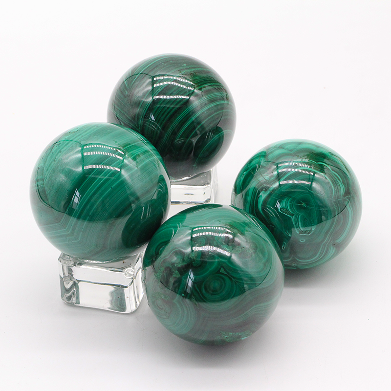 1PC 44mm Natural Malachite Ball Carving Healing Carving for Art Furnishing Articles and Home Decoration