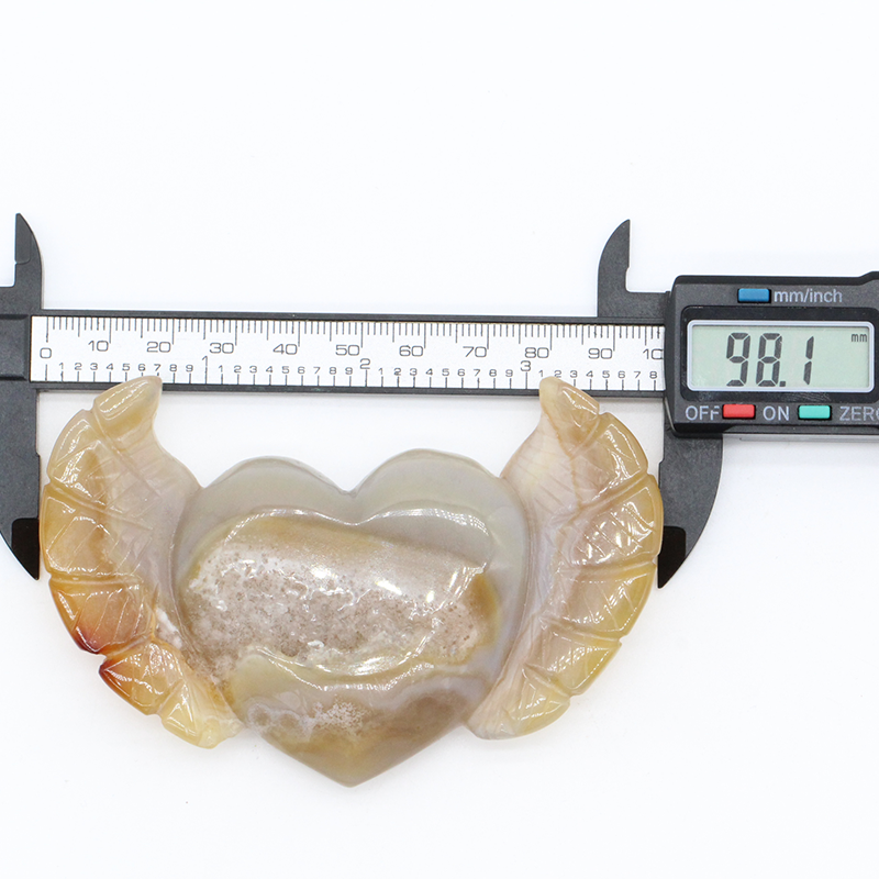 10cm Natural Agate Flying Heart with Druzy Gray Agate Healing Stones Reiki Carvings for Home Decoration