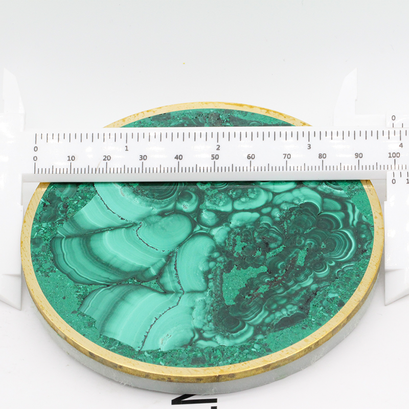 1PC 80mm or 100mm Natural Malachite Cup Mat Healing Carving for Art Furnishing Articles and Home Decoration