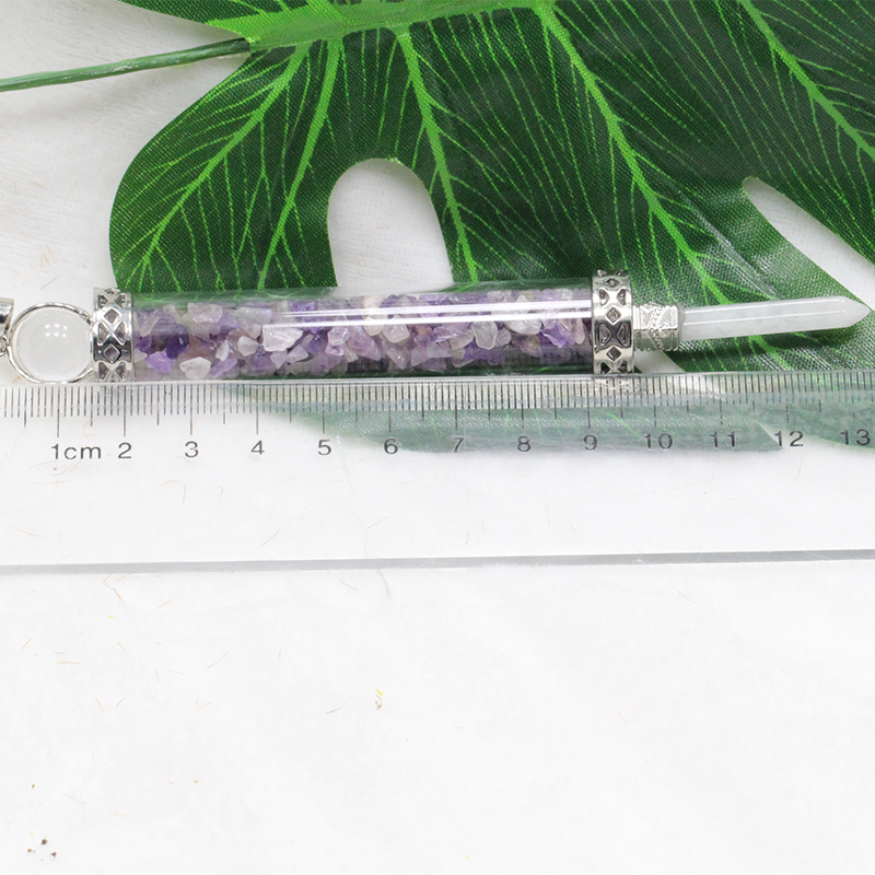 13cm Chips Bottle Pendulum Natural Clear Quartz Amethyst Healing Stones Reiki Pendant Gemstone Charm for Home Decoration